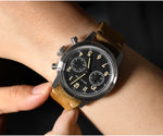 San Martin SN0127 Vintage Pilot Chronograph – VK64, Leather Strap