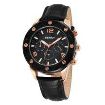 BERNY Men's Quartz Watch – Multifunction Dial Business Leather Strap Luminous Waterproof