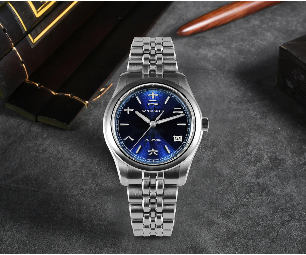 San Martin SN0144 Men’s Automatic Dress Watch 39mm – Miyota 90S5, Sunburst Dial