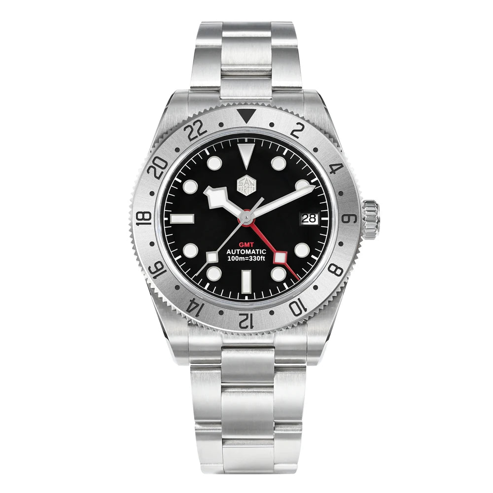 San Martin SN0109 GMT Automatic Watch – 39mm Sapphire Crystal, NH34 GMT Men's Luxury Watch