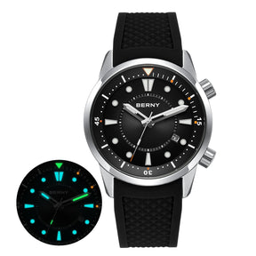 BERNY Men's Automatic Diver Watch – 200M Waterproof, Miyota 8215, Sapphire