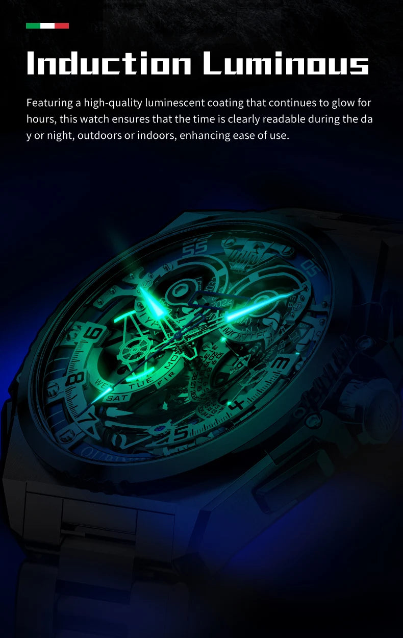 OUPINKE 3266 Men’s Automatic Skeleton Watch – Luxury Mechanical