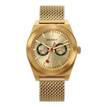 BERNY Men's Track Watch – Stainless Steel Panda Dial Rotating Bezel Casual