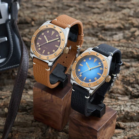Baltany Men’s Bronze Automatic Watch 40mm – Vintage Style, 200m Water Resistant, Luminous, Leather Strap