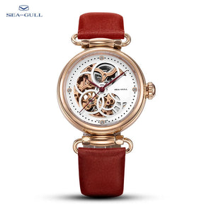 Seagull 6002L Women's Automatic Skeleton Watch – Leather Strap Waterproof