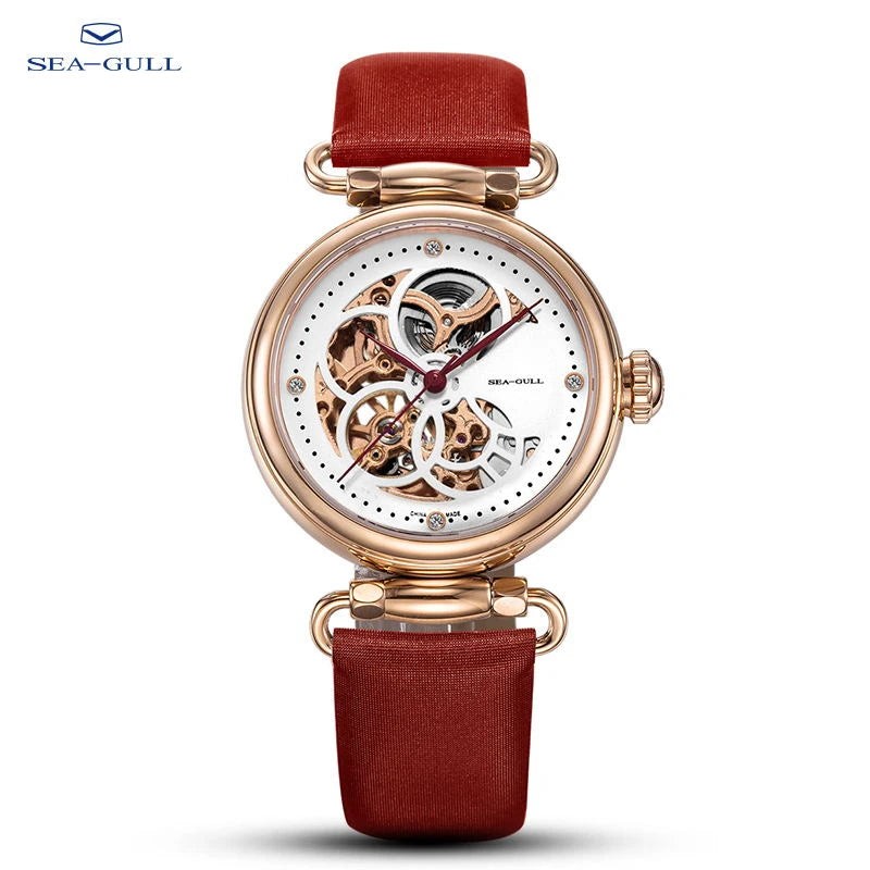 Seagull 6002L Women's Automatic Skeleton Watch – Leather Strap Waterproof