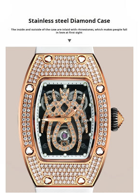HANBORO Spider Collection Spider Ruby and Diamond Crafted Luminous Full Diamonds Luxury Women's Watch