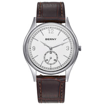 BERNY Men's Quartz Dress Watch 38mm – Slim Elegant Leather Strap Easy Read