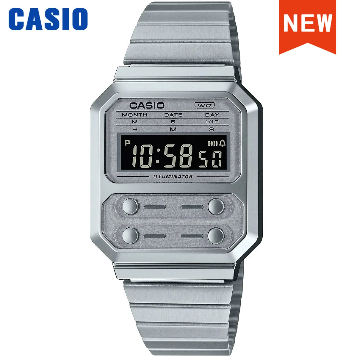 Casio A100WE-1A/7B Men's Digital Calculator Watch – Retro Stainless Steel