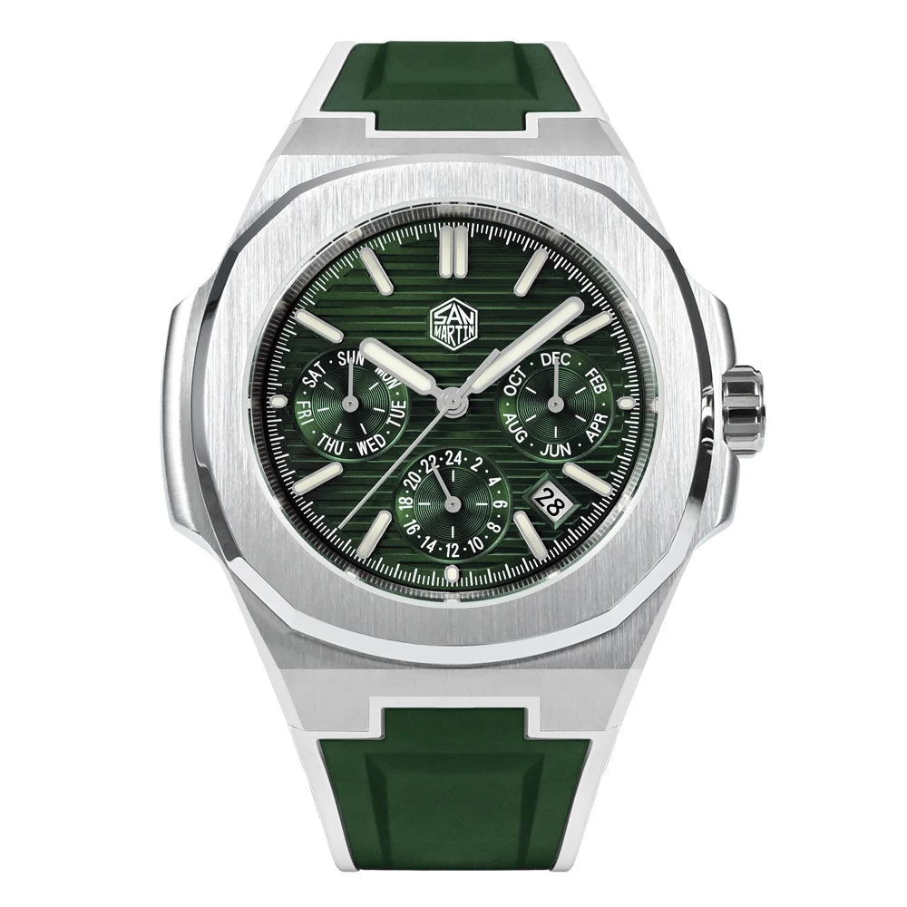San Martin SN0075 Men's Automatic Watch 43mm – Miyota 9120 Multifunction Waterproof Luminous