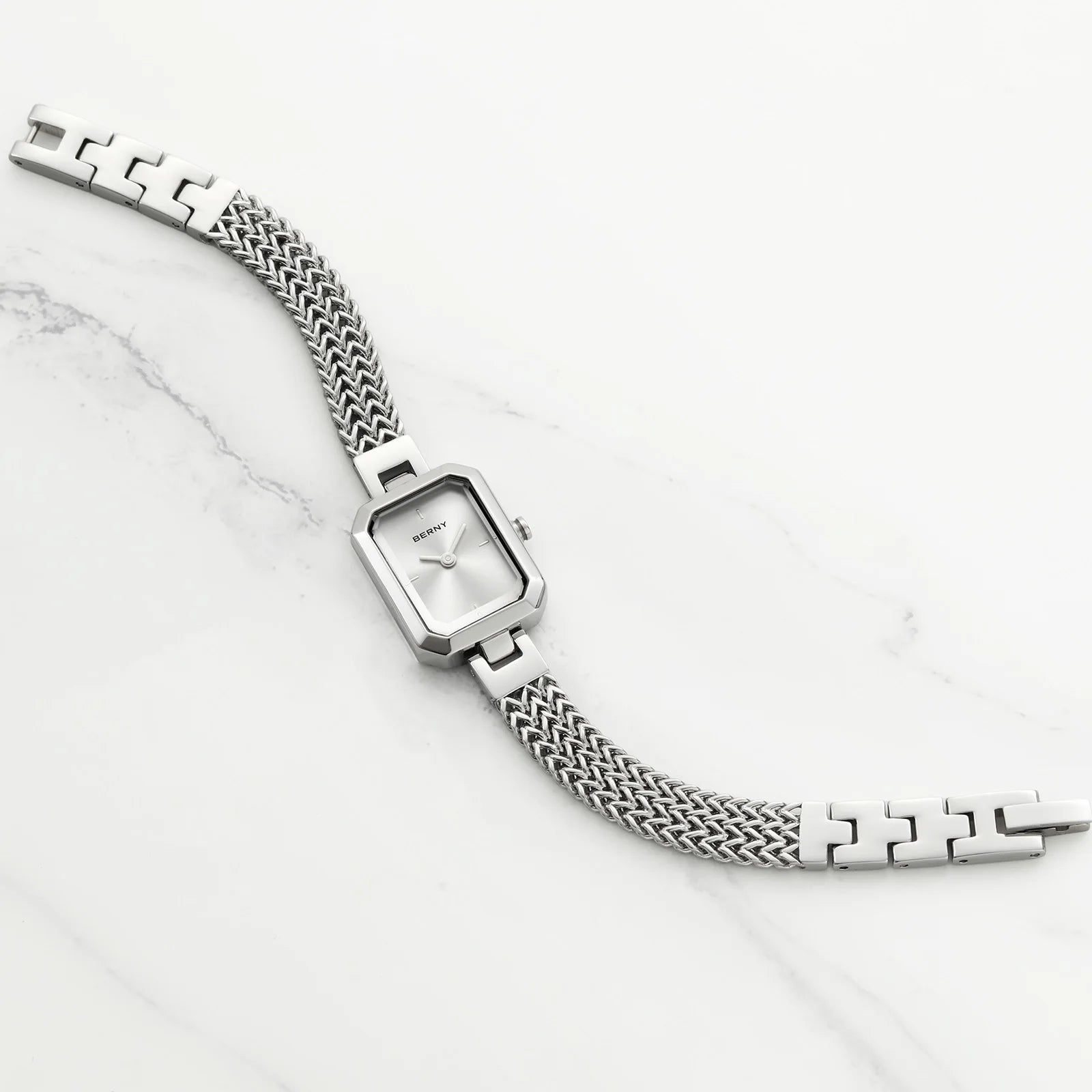 BERNY Women’s Square Watch – Minimalist Quartz, Stainless Steel