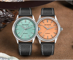 San Martin SN0110 Automatic Dress Watch – 37mm Textured Dial Sapphire Crystal Men's Mechanical Watch