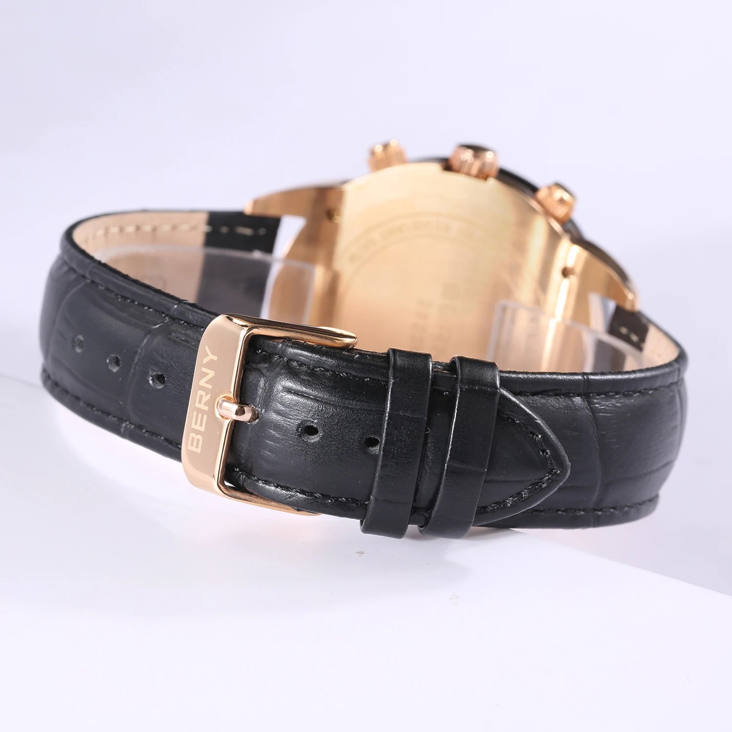 BERNY Men's Quartz Watch – Multifunction Dial Business Leather Strap Luminous Waterproof