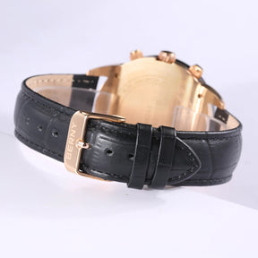 BERNY Men's Quartz Watch – Multifunction Dial Business Leather Strap Luminous Waterproof