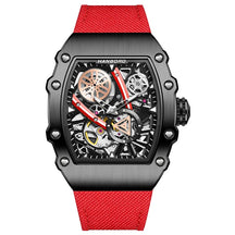 HANBORO Men’s Automatic Watch – 40.5mm Tonneau Skeleton Dial Mechanical Waterproof Wristwatch