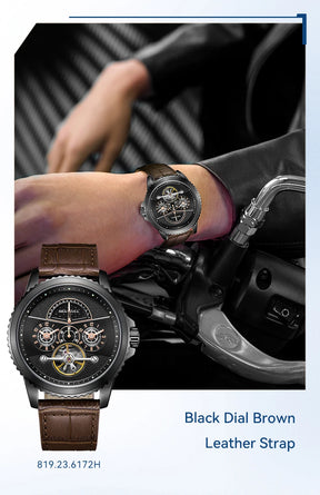 Seagull Flywheel Men’s Mechanical Watch – 44mm, Sapphire, Dual Time