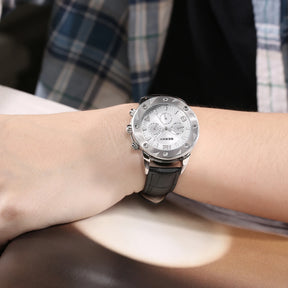 BERNY Men's Quartz Watch – Multifunction Dial Business Leather Strap Luminous Waterproof
