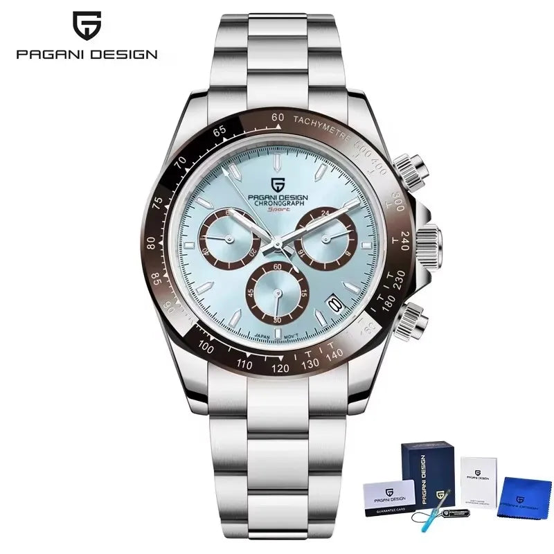 Pagani Design Men’s Chronograph Watch – Black Luxury Quartz, Waterproof