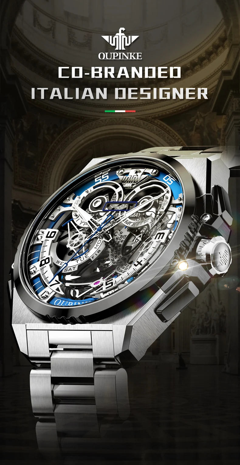 OUPINKE 3266 Men’s Automatic Skeleton Watch – Luxury Mechanical