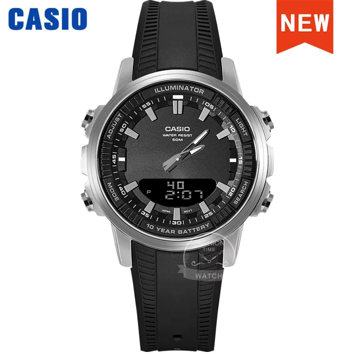Casio Men's Analog-Digital Watch – Dual Display LED, Waterproof Military Style (2025 Model)