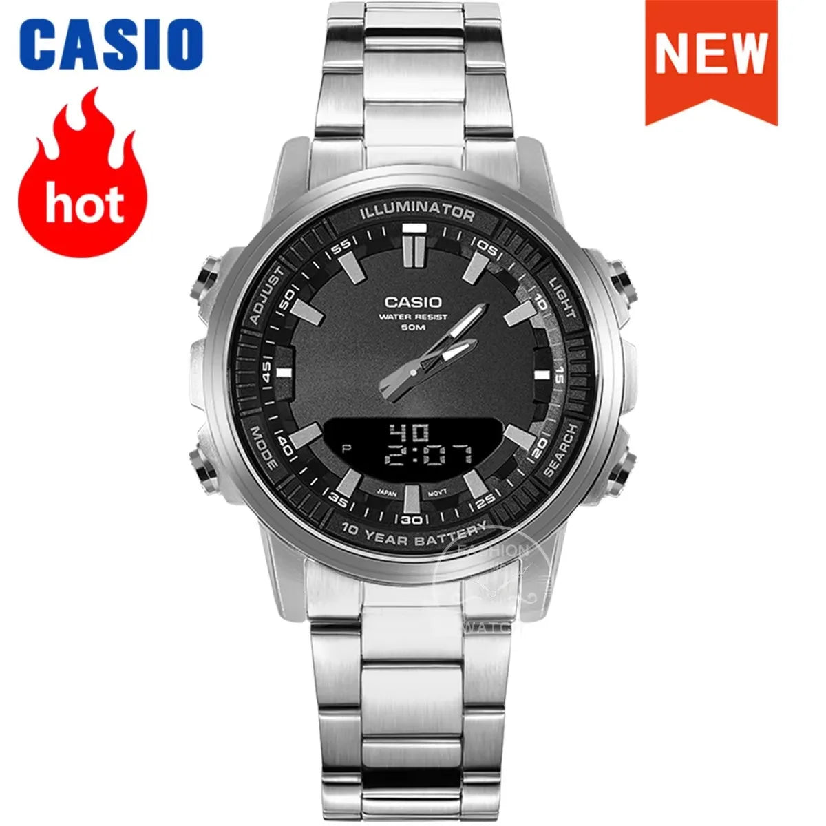 Casio Men's Analog-Digital Watch – Dual Display LED, Waterproof Military Style (2025 Model)