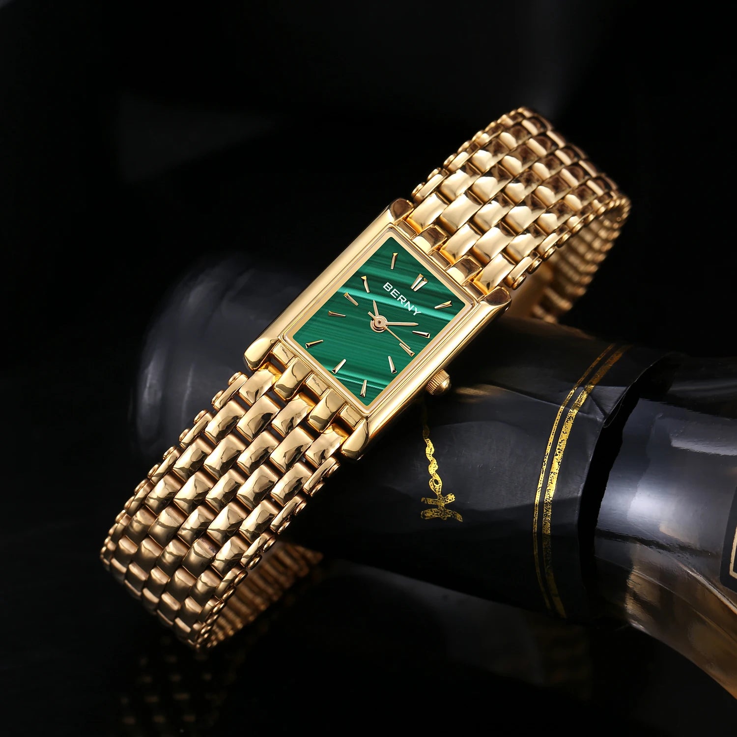 BERNY Couple Quartz Watch – Gold Tone, Stainless Steel, Men & Women, Water Resistant