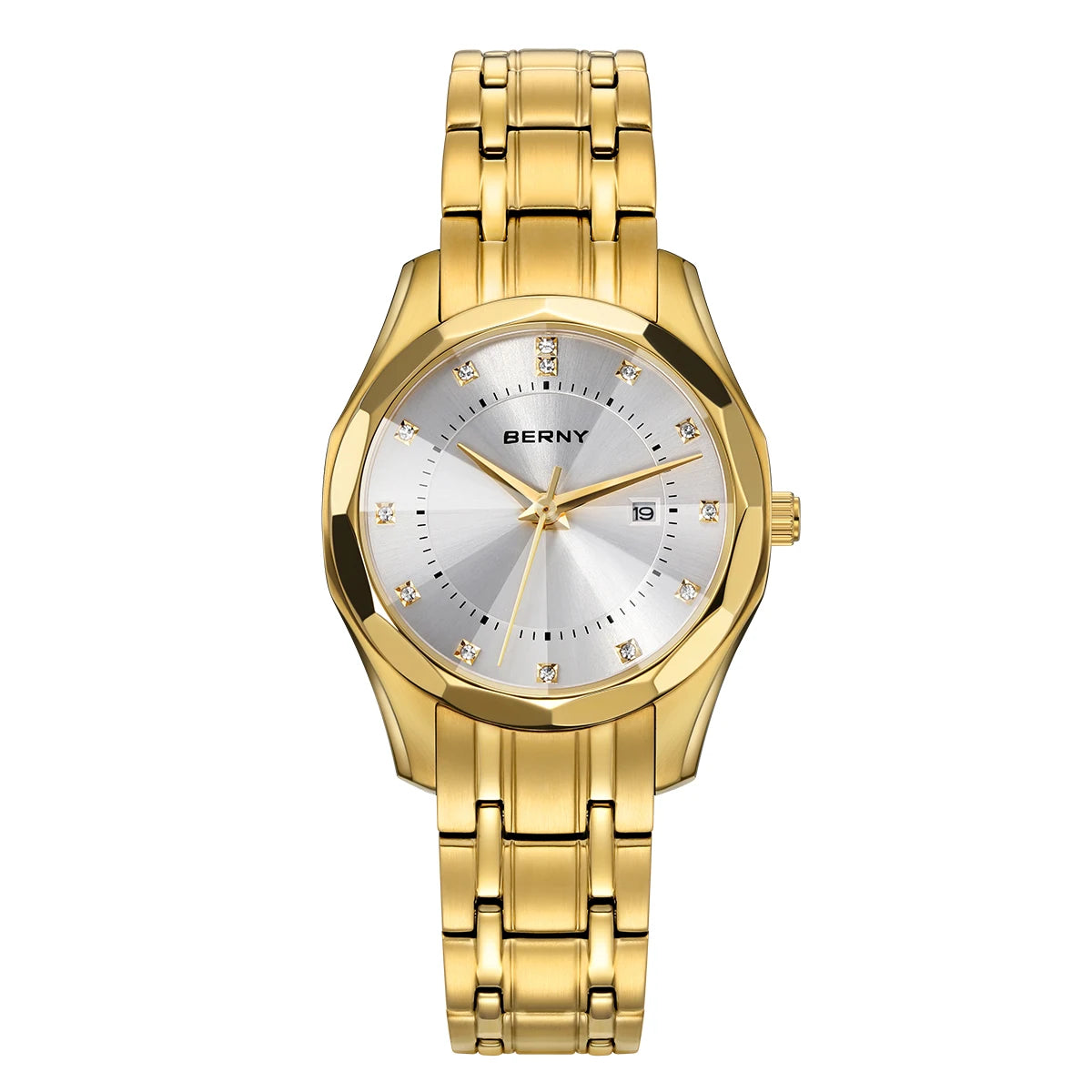 BERNY Women's Quartz Watch – Gold Stainless Steel Waterproof Fashion Watch