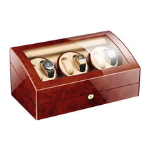 Wooden Watch Storage Box 6 Slots Automatic Winding Battery Mechanical Watches Winder Case Leather