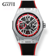 BONEST GATTI Men’s Automatic Mechanical Watch – Stainless Steel Case, Rubber Strap