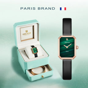 OBLVLO Women’s Quartz Watch – Luxury Malachite Dial