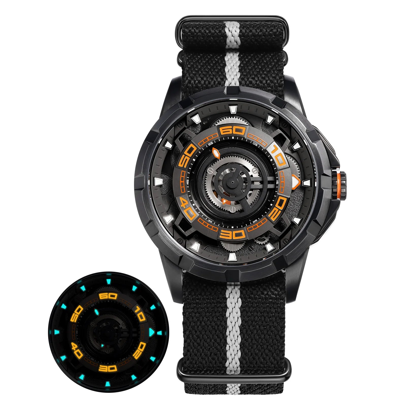 BERNY Automatic Skeleton Watch for Men – 3D Dial, Sapphire Crystal, 5ATM