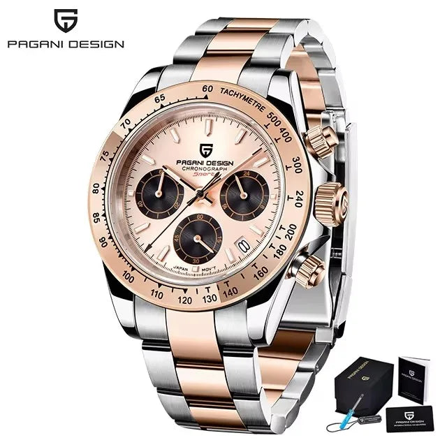 Pagani Design Men's Chronograph Watch – Quartz Sapphire Stainless Steel Waterproof 2026e