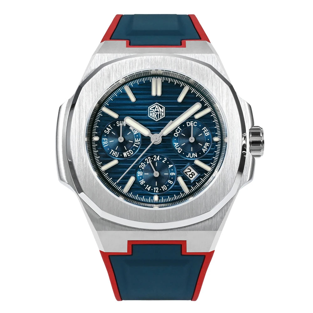 San Martin SN0075 Men's Automatic Watch 43mm – Miyota 9120 Multifunction Waterproof Luminous