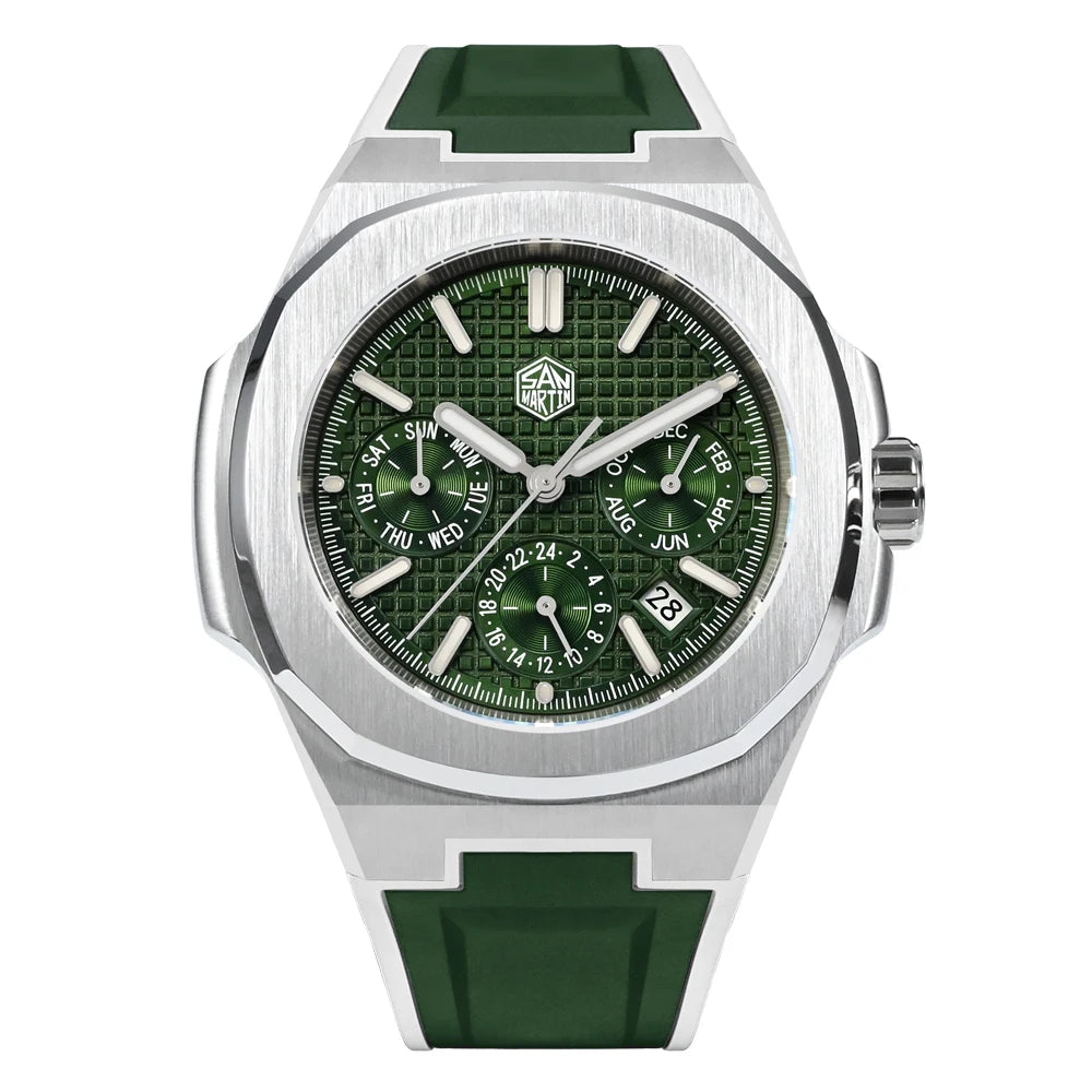 San Martin SN0075 Men's Automatic Watch 43mm – Miyota 9120 Multifunction Waterproof Luminous