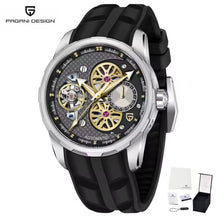 PAGANI DESIGN Men’s Automatic Skeleton Watch – Sapphire Crystal, 100m Water Resistant, Tourbillon Style