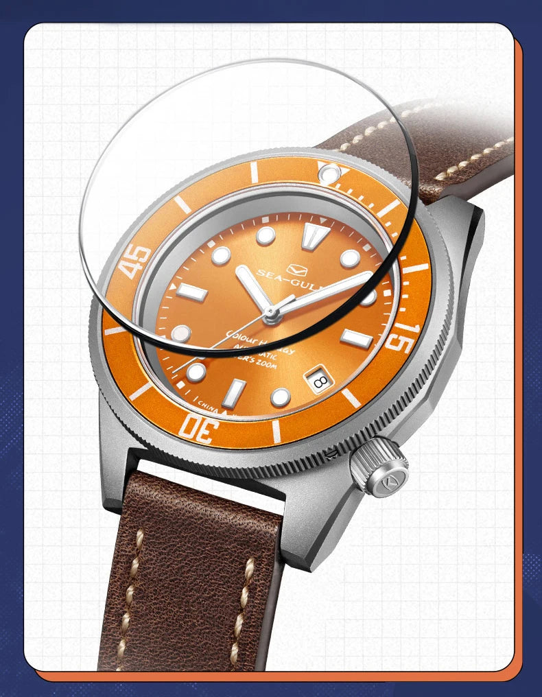 Seagull Men’s Automatic Mechanical Dive Watch – Titanium, Sapphire Glass