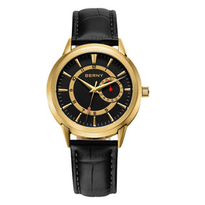 BERNY Men's Luxury Quartz Watch – Elegant Stainless Steel Dress & Business Wristwatch with Date Calendar