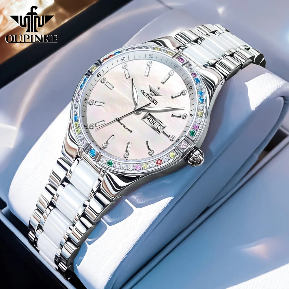 OUPINKE 3283 Women’s Automatic Watch – Luxury Mechanical, Day-Date, 50m Water Resistant