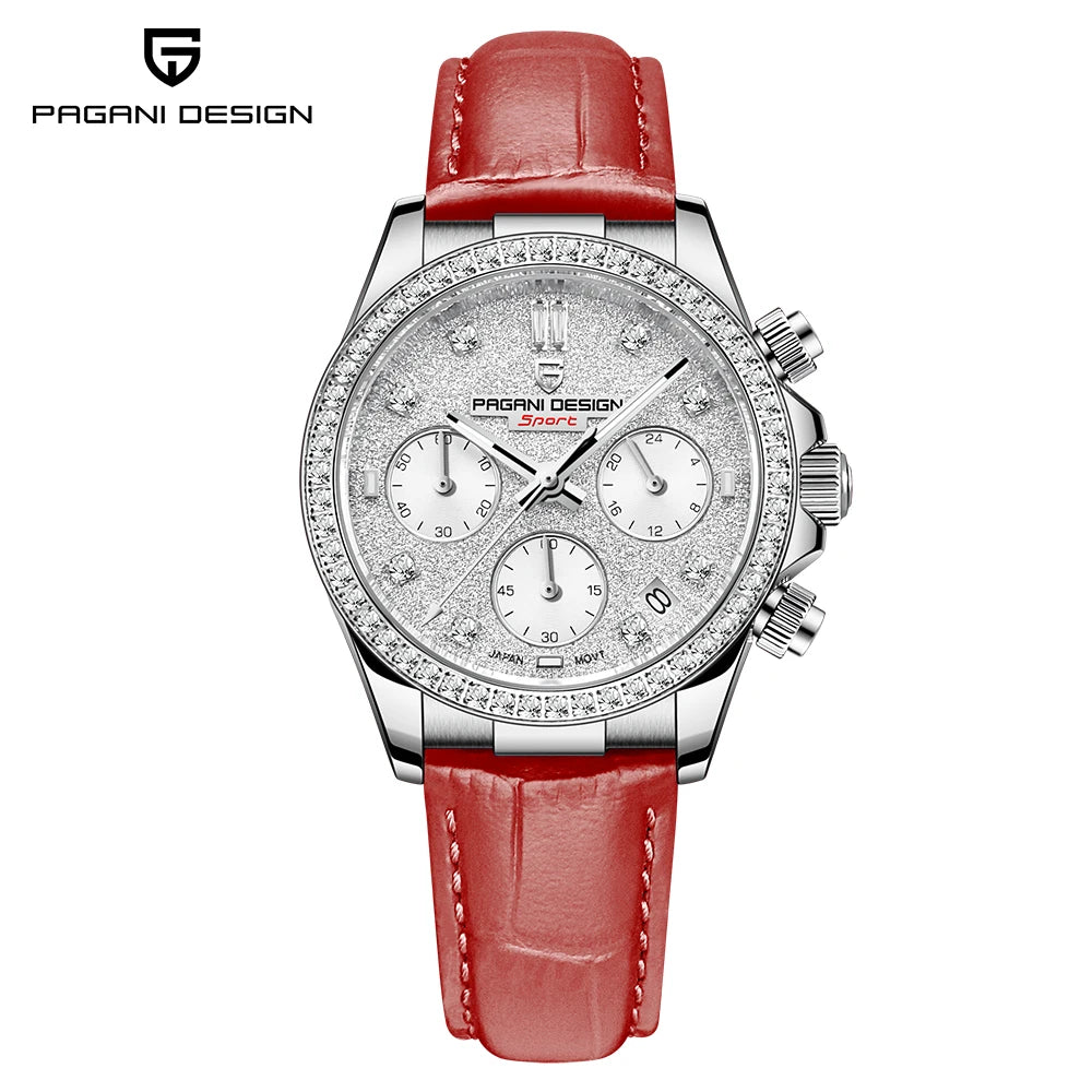 PAGANI DESIGN Women’s Multifunction Quartz Watch – Luxury Sapphire Glass Wristwatch with Japan TMI VD55 Movement