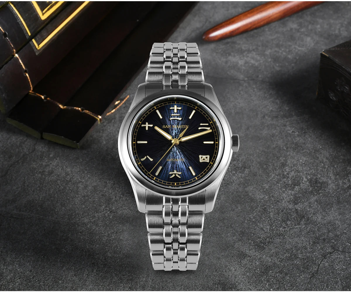 San Martin SN0144 Men’s Automatic Dress Watch 39mm – Miyota 90S5, Sunburst Dial