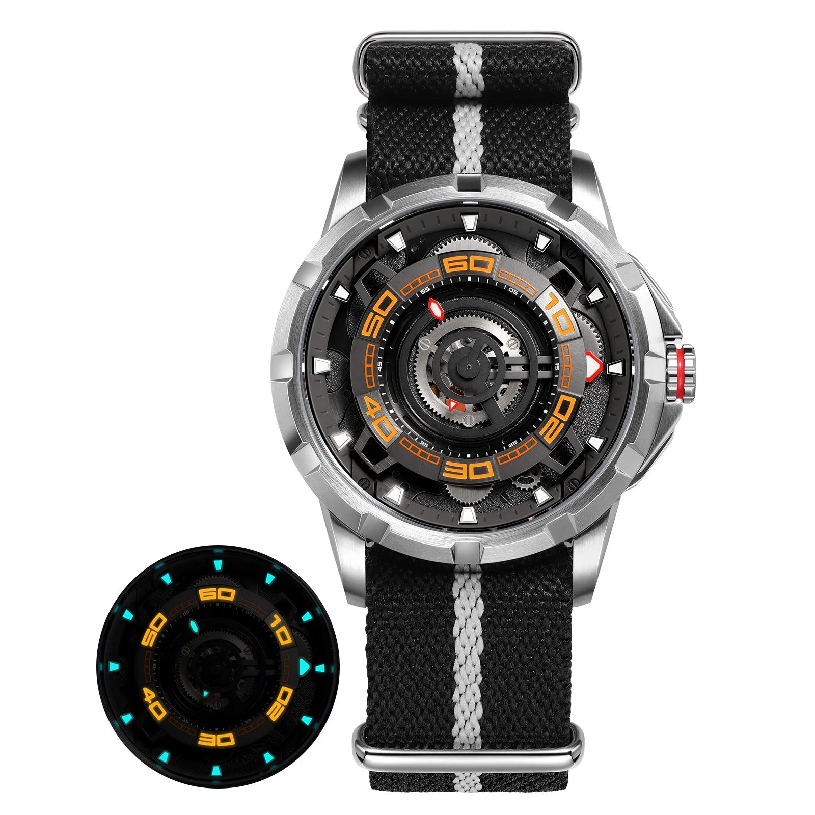 BERNY Automatic Skeleton Watch for Men – 3D Dial, Sapphire Crystal, 5ATM