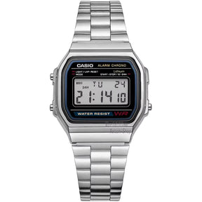 Casio Silver Men’s Watch Set – Luxury LED Digital Quartz Waterproof Sport Wristwatch