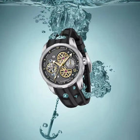 PAGANI DESIGN Men’s Automatic Skeleton Watch – Sapphire Crystal, 100m Water Resistant, Tourbillon Style