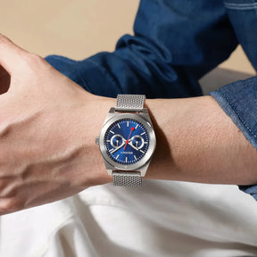BERNY Men's Track Watch – Stainless Steel Panda Dial Rotating Bezel Casual