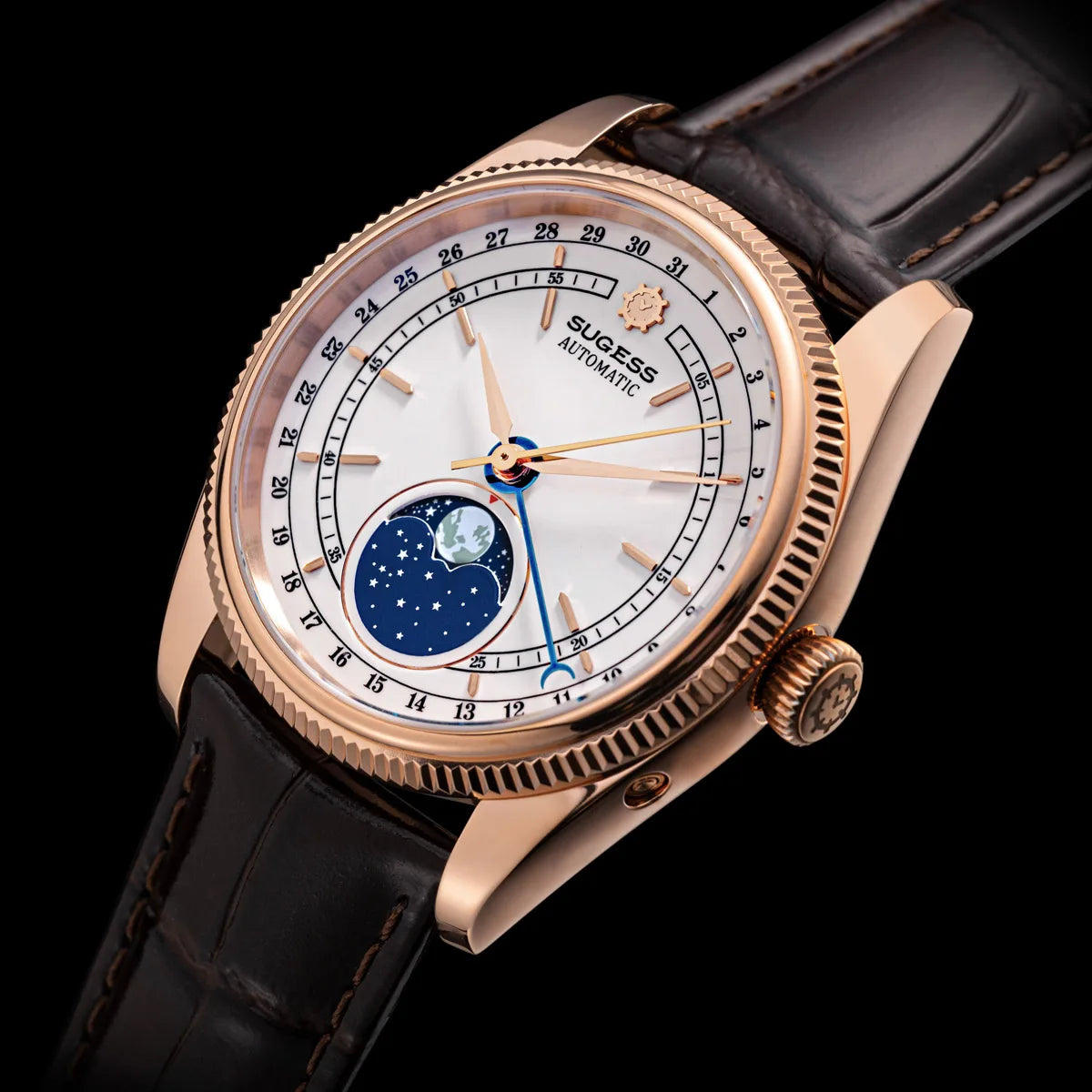 Sugess Men’s Automatic Watch 40mm – ST2108 Movement, Moonphase, Sapphire Crystal