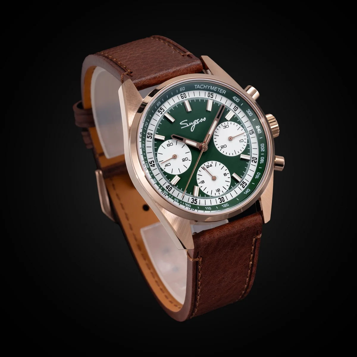 Sugess S465 Men’s Chronograph Watch 38mm – Mechanical, Gooseneck Movement, Sapphire Crystal, Roulette Dial
