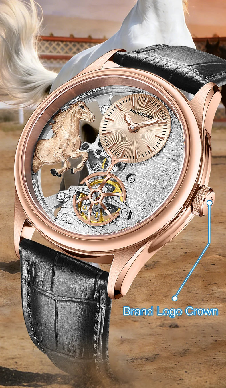 HANBORO Leading Series Men’s Automatic Mechanical Watch – Hollow Flywheel Luxury Fashion Watch 5002