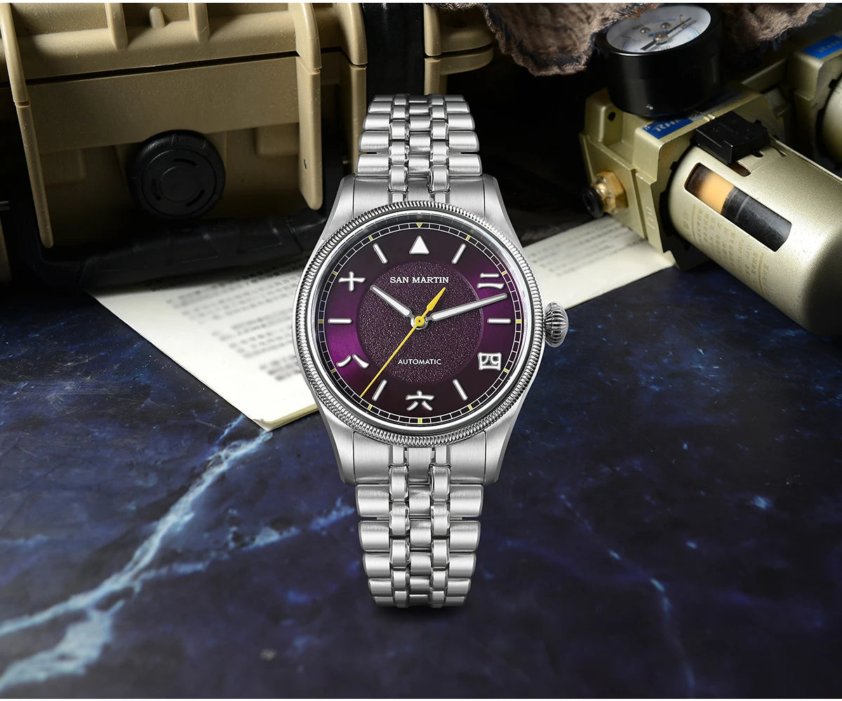 San Martin SN0033 Men's Automatic Pilot Watch 39.5mm – YN55 Sapphire 10Bar Vintage Style