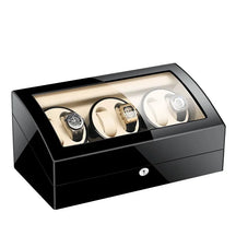 Wooden Watch Storage Box 6 Slots Automatic Winding Battery Mechanical Watches Winder Case Leather