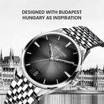 AGELOCER Budapest Men's Automatic Watch – Steel Strap Business Dress with Calendar